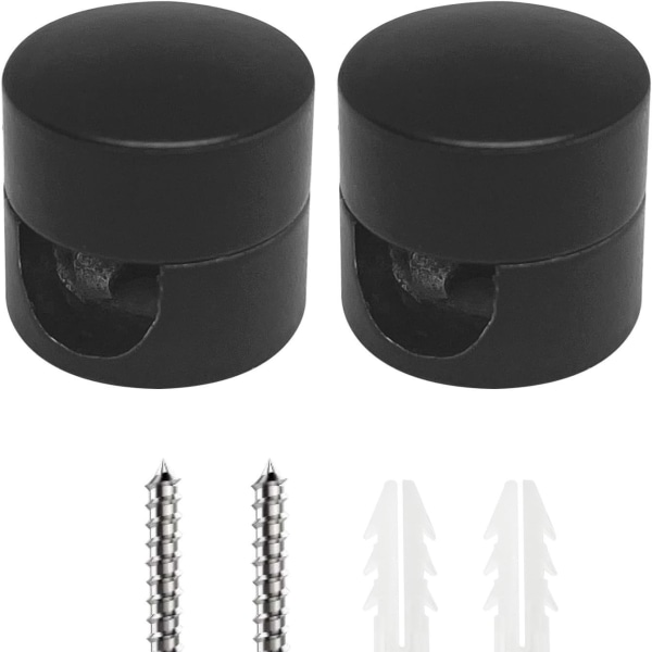 2 stk todelte vegg- og takfester, svart, for tekstilkabel, takmontering, apekatt, overflatemontert kabelholder for lampe DIY