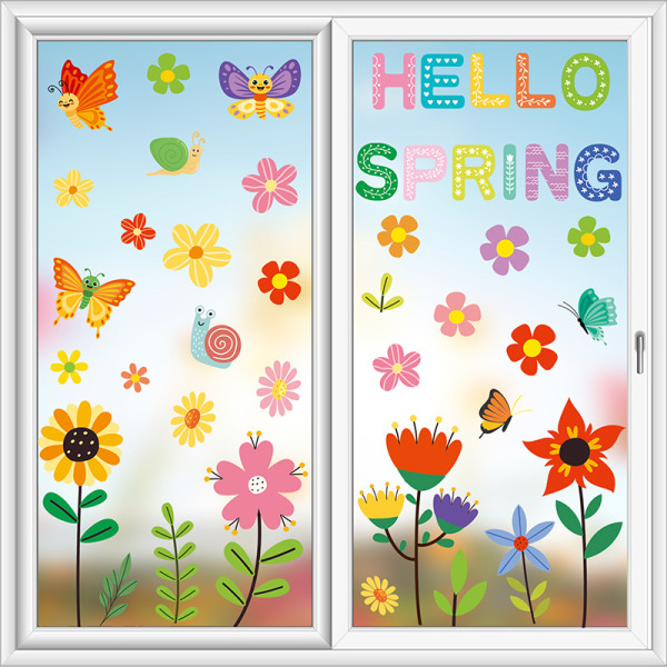 9Pcs Hello Spring Cut-Outs Spring Floral Cut Outs Classroom Decoration