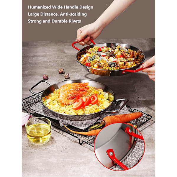 Non-stick rustfrit stål Paella pande Paella skål 32cm