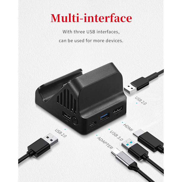 Switch Dock, TV-projektionsladdningsdocka för Switch, kylfläkt Kompakt 4K HDMI-adapter, bärbar Switch-laddningsstativ, Switch Dockningsstation USB 3.0
