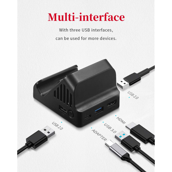 Switch-telakka, TV-projektion lataustelakka Switchille, jäähdytystuuletin Kompakti 4K HDMI-sovitin, kannettava Switch-latausteline, Switch-telakkaasema USB 3.0