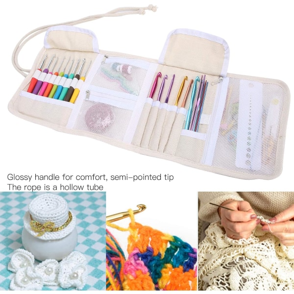Virka krokar set, stickning virka tillbehör DIY kit med mjuk TPR Ha