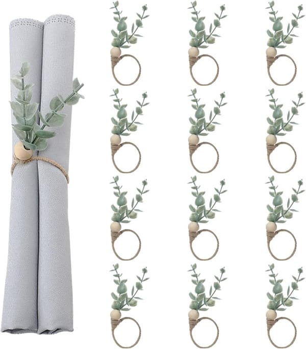Servettringar Set om 12, Servettringar Eukalyptus Servettringar Trä Na