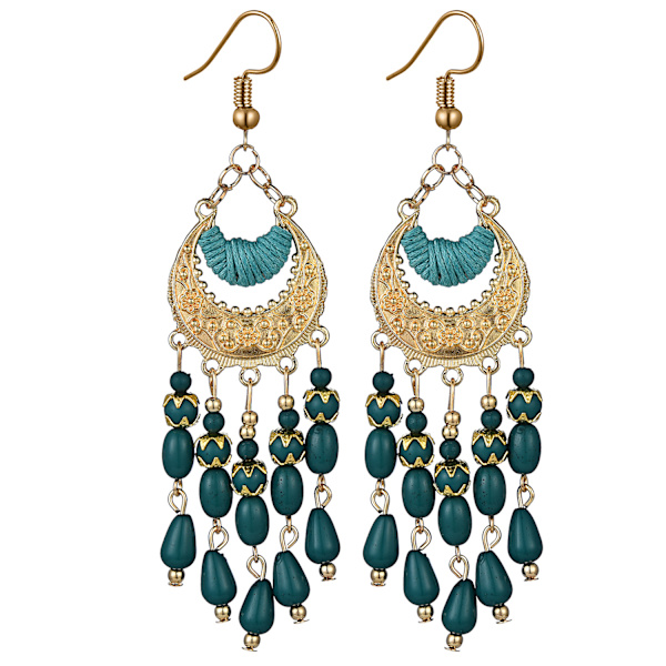 Boho-øreringer Dusker Øredobber Perleøreringer Store Bohemske Strandøreringer for Kvinner Jenter Hekle Frynser Dråpeøreringer Statement Dangle Øredobber Smykker Gaver