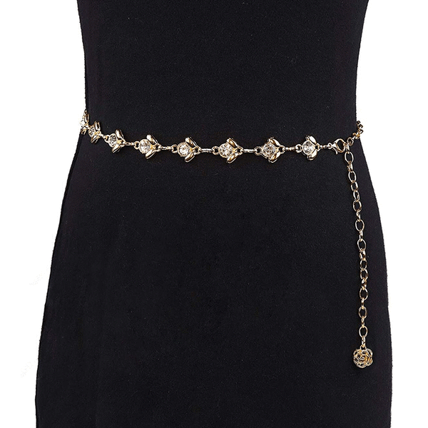 Kvinde Kæde Bælte Kjole Med Rhinestone Talje Kæde