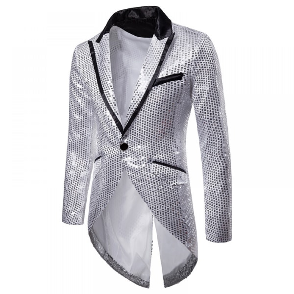 Herre-pailletter-bagfrakke Tuxedo Blazer Fest Bryllupsshow Sparkle Suit Ja