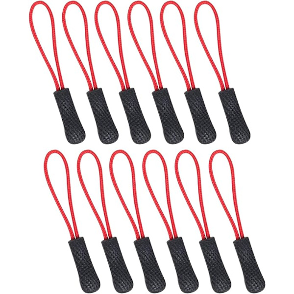 12-pack dragkedjeetiketter med ergonomiskt halkfritt gummigrepp, ersättningsdragkedjeförlängning för ryggsäckar, tält, resväskor, jackor