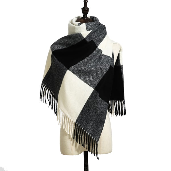 Dames sjal mode lang ternet vinter varm ternet sjal sort a