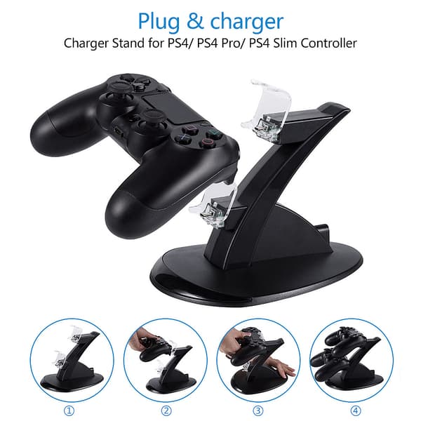 Dobbel USB-ladingstasjon for Playstation 4