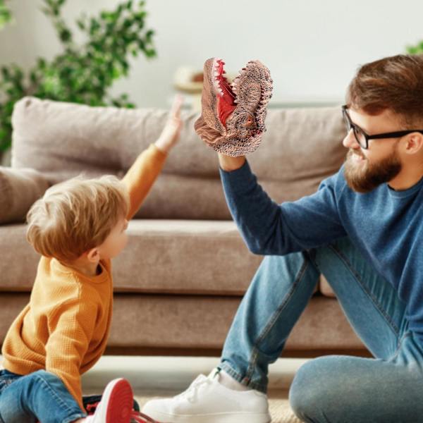 Plastleksakshuvud för djur, interaktiv handdocka, perfekt present till barn, Tyrannosaurus Rex, drakehuvud