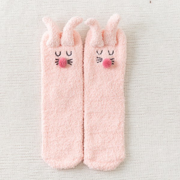 1 par Fuzzy Socks Rabbit Design Tube Socks Søde dyresokker Fluffy S