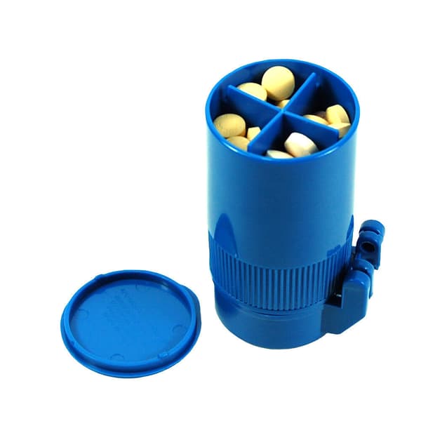 Pilleknuser, blå, 4,7*3,9*7,6 cm, multifunktionel pilledeler