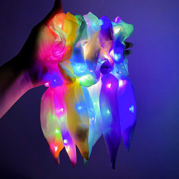 6 kpl LED-valoscrunchia, valaiseva joustava hiuspanta, scrunchies