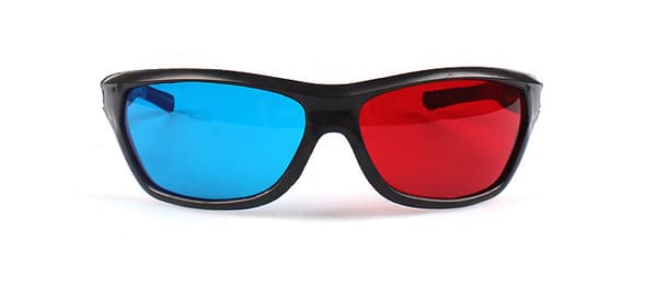3-pack röd-blå 3D-glasögon plastbåge svart hartslins 3D-filmspel