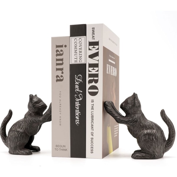 2st dekorativa bokstöd för katt, unika bokändar för att hålla böcker tunga