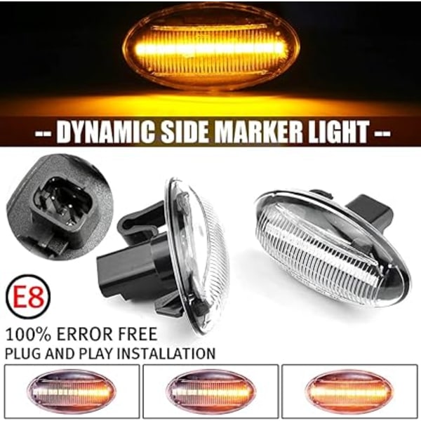 2 stk LED Front Fender Side Marker Light Turn Signal Lamp Assembly Kompatibel