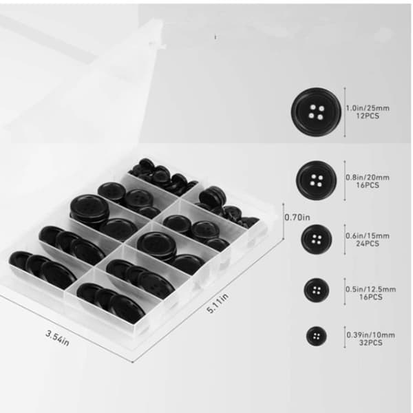 Sorte knapper, knapper til håndværk, 100 stk. assorterede knapper til syning, D