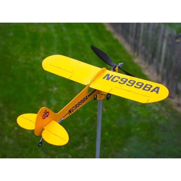 Piper J3 Cub Flygplan Vindflöjel, 3D Unik och Magisk Metallvindkvarn
