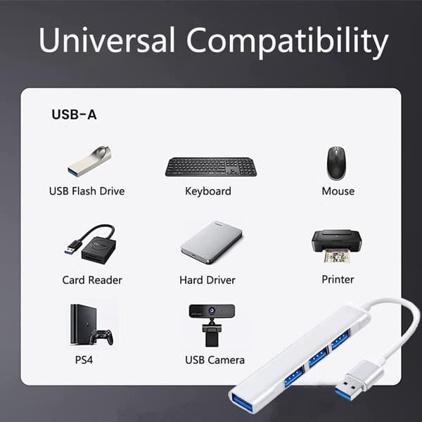 Mini bærbar 4 i 1 adapter, USB 3.0, hub splitter station til bærbar computer