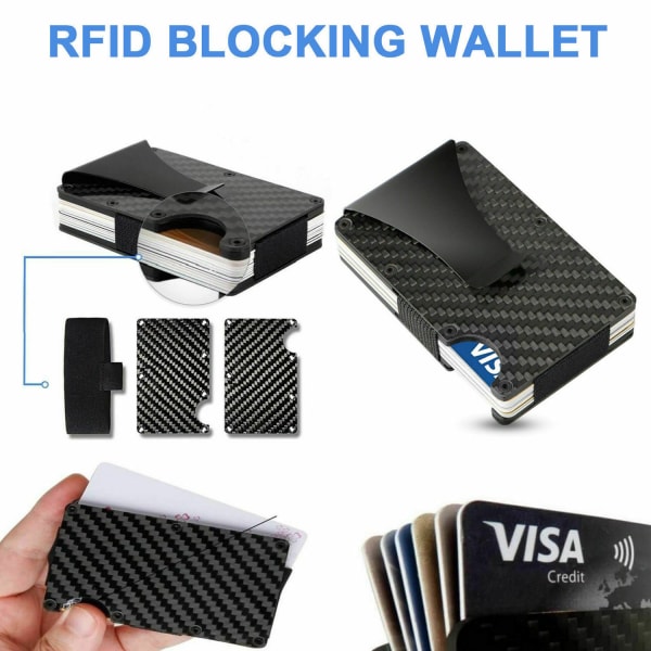Minimalistisk kolfiberplånbok i metall med penselklämma, RFID