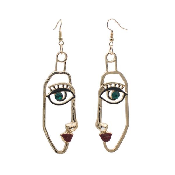2 par Kvinders Ansigt Statement Dangle Drop Øreringe