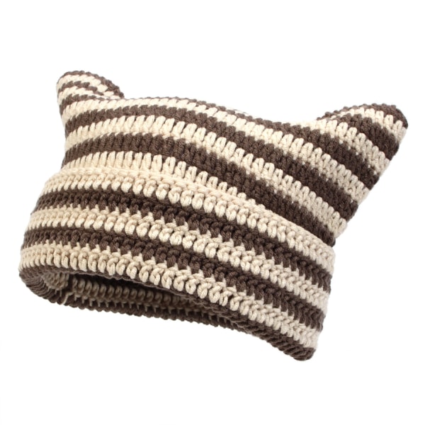 Söt kattöronmössa Lazy Style Y2k Beanies, vintervarma virkade mössor för kvinnor flickor pojkar