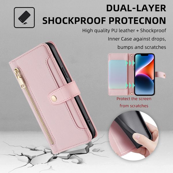 Passar till iPhone 15 flip-rem crossbody flip läderfodral kreativ