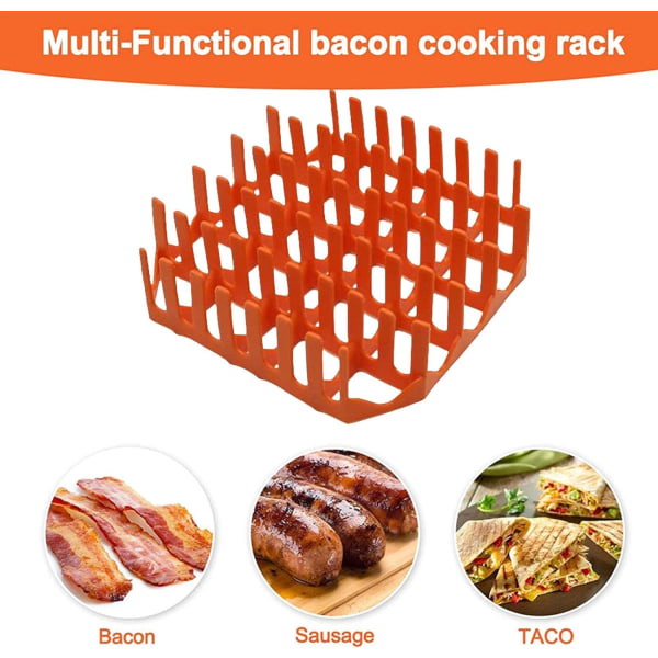 Baconstativ for ovn, Air Fryer silikon baconkokestativ, mikrobølgeovn kokekar baconbaker, nonstick baconmaker mikrobølgeovnsbrett