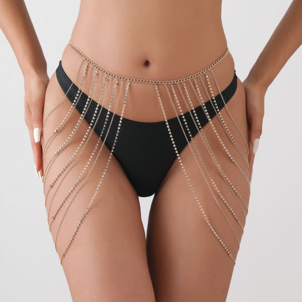 Rhinestone Body Chains Lagdelt Krystal Taljekæde Strand Bikini Mode