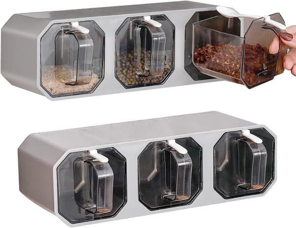 Kryddbox, 2-pack transparent kryddförvaringsbehållare rack kombination set