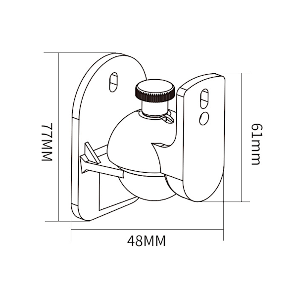 2X Universal vægbeslag til højttalere, boksfiksering, rotation + hældning, modstandsdygtig over for maks. belastning 5 kg, vægmontering - sort
