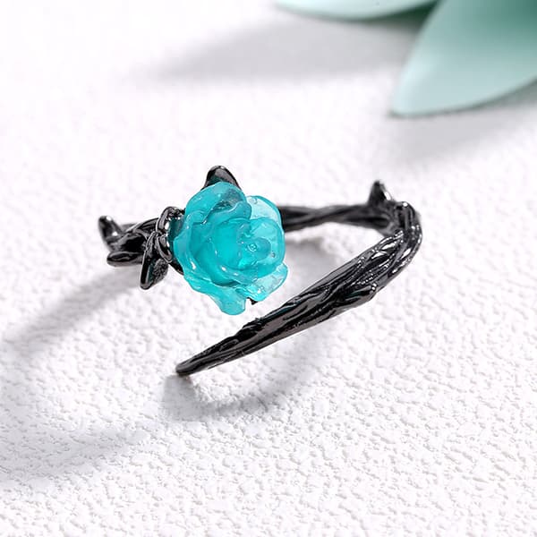 Black Thorns Punk Par af Ringe Parret Blå Krystal Rose Statement Fin