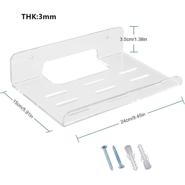 1 kpl seinälle kiinnitettävä reitittimen hylly, akryyli WiFi-reitittimen pidike, pieni seinähylly ruuveilla, laajentaa seinäaluetta, huoneeseen, toimistoon, kotikäyttöön