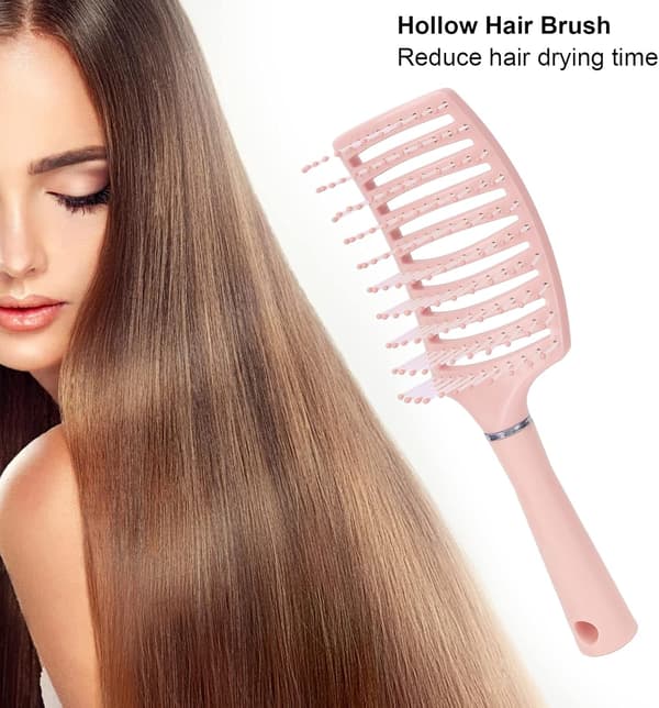Hårbottenmassagekam, stor böjd kam, ABS böjd ventilerad hårborste, rosa