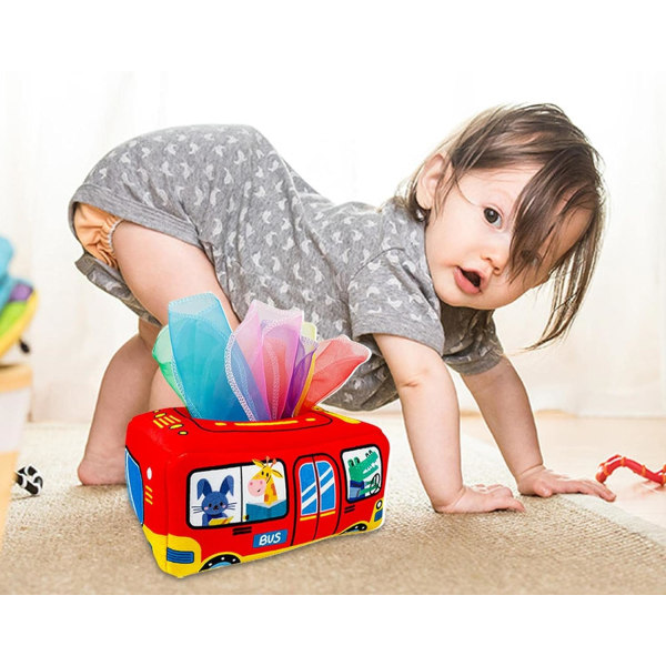 Tissue Box Leksaker, Sensoriska Leksaker Baby Inklusive färgade dukar, Early Edu