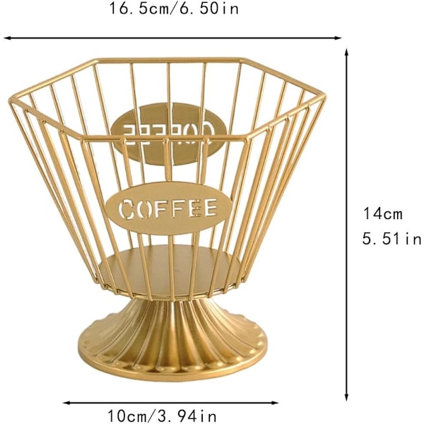 Kapselhållare Kaffetillbehör, Kaffekapselkorg Bärbar Robust Kaffepod Förvaringsställ Kaffepod Hållare för Bord, Guld