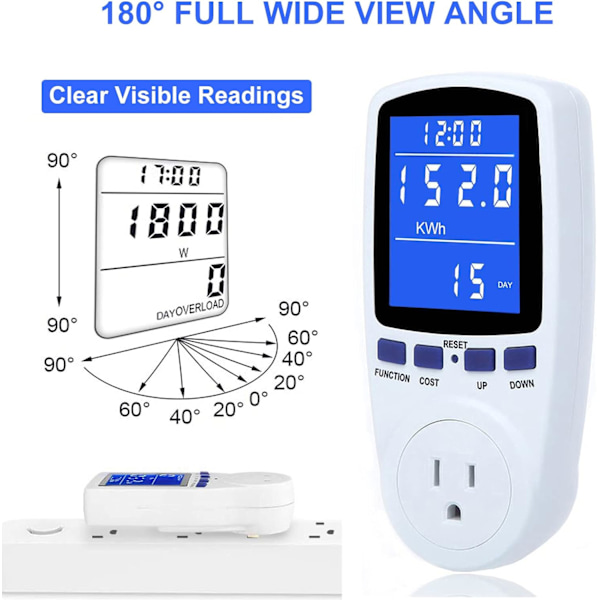 Uppgraderad Watt Power Meter Plug Hem Elförbrukning Monitor Konsumtion
