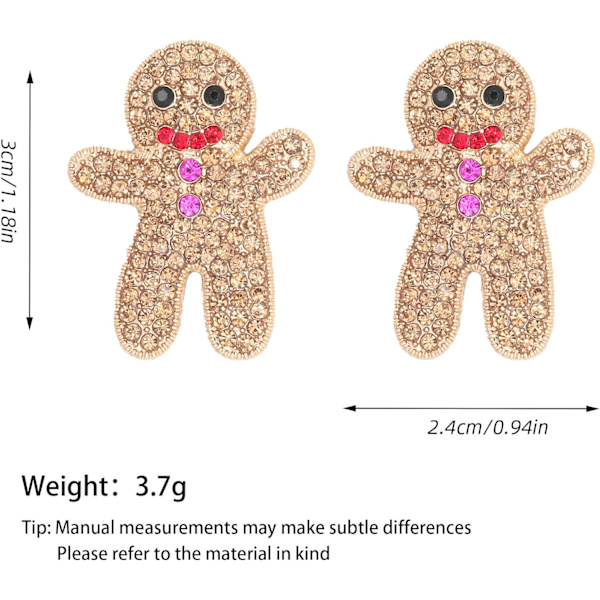 Pepparkaksgubbe Rhinestone Sparkling Stud Earrings Kvinnor Flickor Smycken