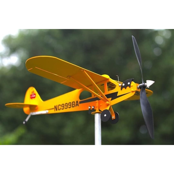 Piper J3 Cub Flygplan Vindflöjel, 3D Unik och Magisk Metallvindkvarn