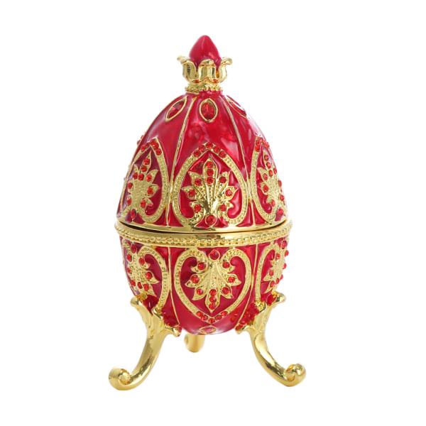 Käsinmaalattu emaloitu punainen Faberge Egg Style koristeellinen riistelaatikko Hin