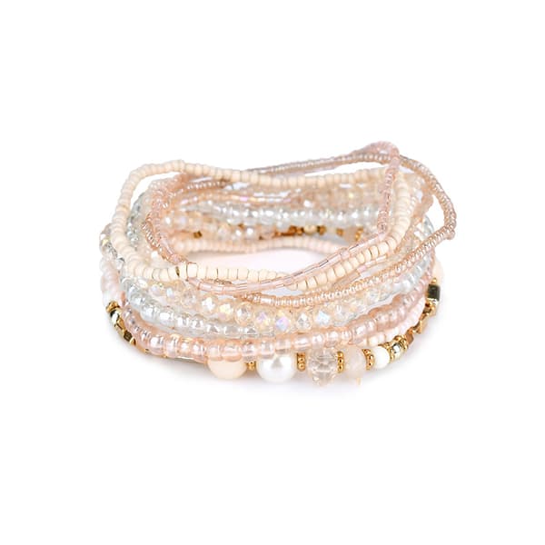 Boho Crystal Beaded Stackable Armband Handgjord Färgglad Kristall Pärla
