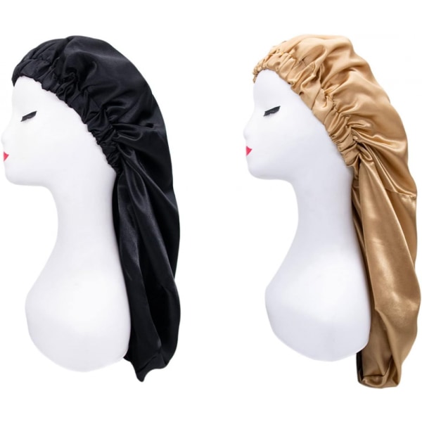 2pcs Satin Night Cap Sleeping Cap Long Bonnet for Sleeping Bonnet for