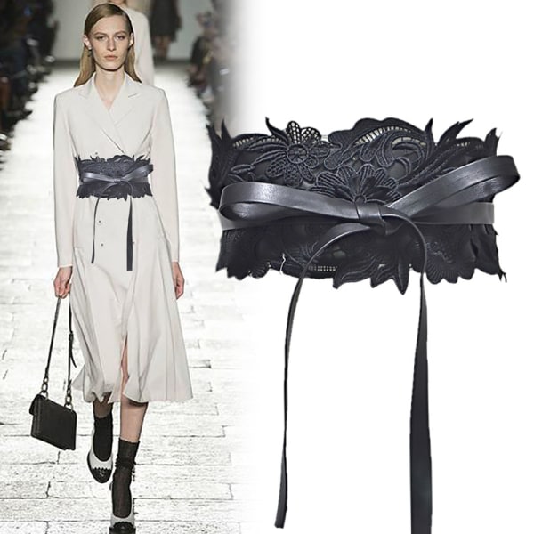 Kvinnors spets midjebälte rosett cinch brett bälte rosett slips wrap boho korsett