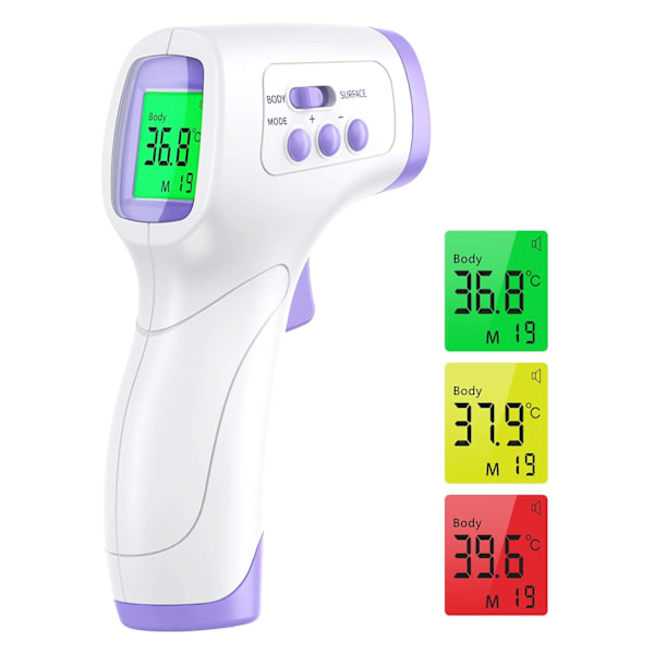 Voksen pandetermometer, infrarødt pandetermometer, 2 i 1 berøringsfri voksenobjekttermometer, infrarødt termometer med feberalarm, LCD-skærm