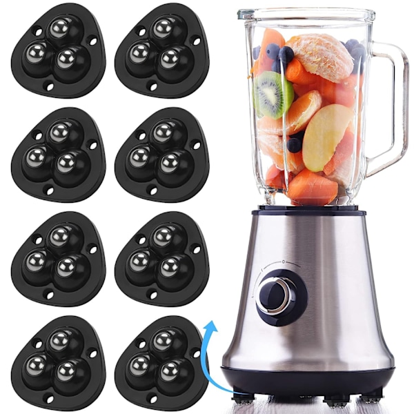 8 st Mini Caster Wheels för små köksapparater Rullar, 360°Rotation Självhäftande Caster Wheels, Mini Swivel Wheels, Förvaringsbehållare, Svart
