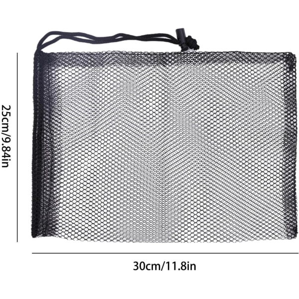 5 stk. Nylon Mesh Pouch Taske | Letvægts Nylon Golfbold Taske Opbevaring Holder med Snørelukning, Lille Nylon Mesh Taske, Snøre Mesh Tasker, 25*30cm