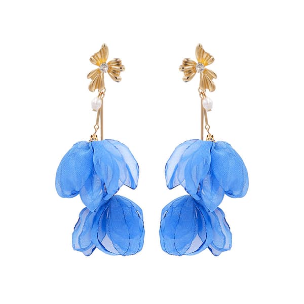 Blå Blomster Øreringe Dangle Kirsebærblomster Sakura Floral Teardrop Lil