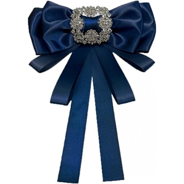 Vintage Crystal Big Bowknot Ribbon Shirt Pre-tied Bow Neck Tie Brooche