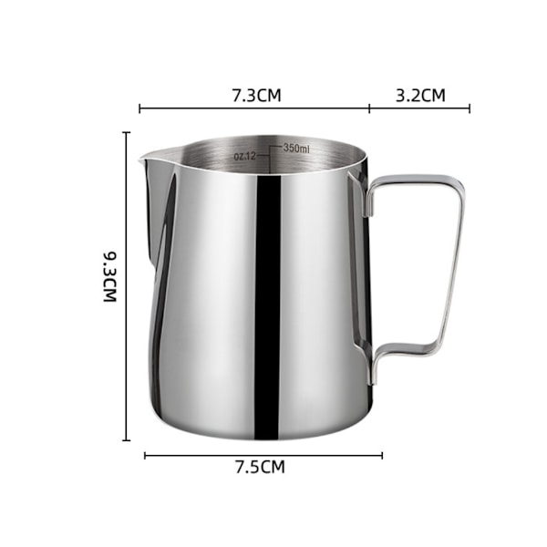 Melkeskummer i rustfritt stål, 2 stk. Freehand melkeskummer i rustfritt stål Coffee Inox 350 ml 600 ml kanne med 2 målemerker og Latte Art-penn for Cr