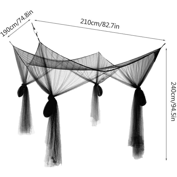 Myggnät Extra Large Fyra Hörnstolpar Gardiner Sänghimmel För Sing